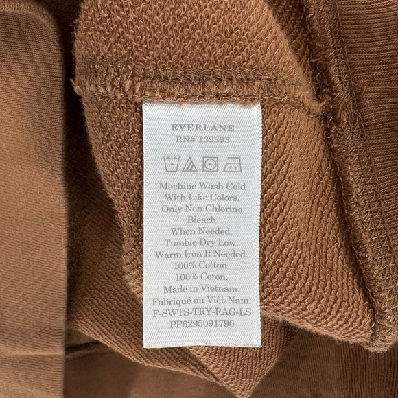 EVERLANE Crewneck Sweatshirt Womens XS Brown Long Sleeve French Terry Pullover - Picture 9 of 11